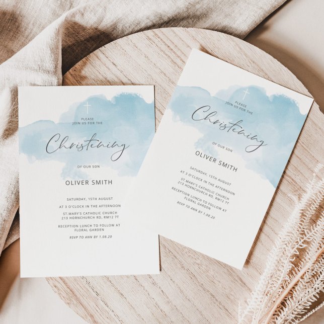 Blue Boy Christening Invite. First Holy Communion Invitation (Creator Uploaded)