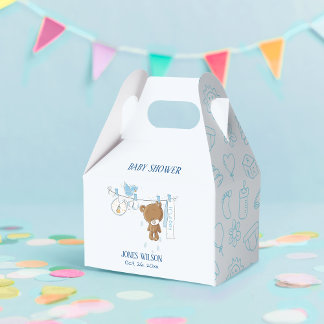 Blue Boy Clothesline Hanging on Rope Baby Shower Favor Boxes