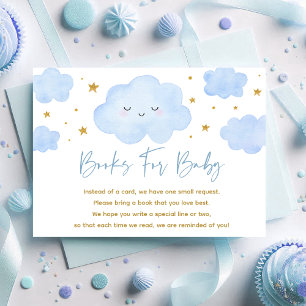 Blue Boy Cloud Stars Baby Sprinkle Book Request Enclosure Card