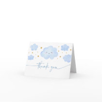 Blue Boy Cloud Stars Baby Sprinkle Thank You Card