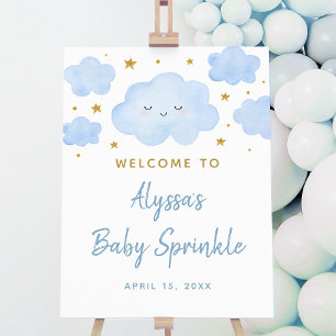 Blue Boy Cloud Stars Baby Sprinkle Welcome Foam Board
