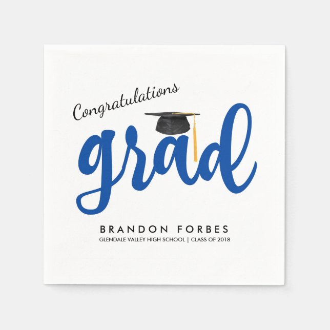 Blue Boy Congrats Grad Class of 2018 Graduation Napkins (Front)