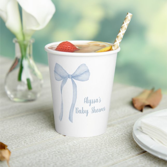 Blue Boy Coquette Baby Shower Paper Cups (Insitu)