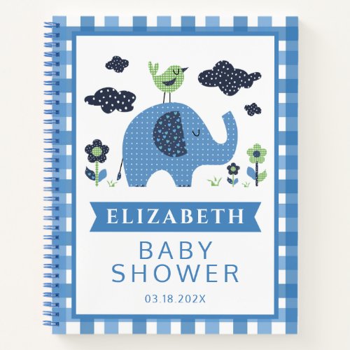 Blue Boy Cute Elephant baby Shower Notebook