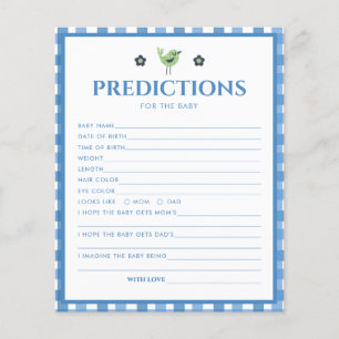 Blue Boy Cute Elephant Prediction For Baby Shower
