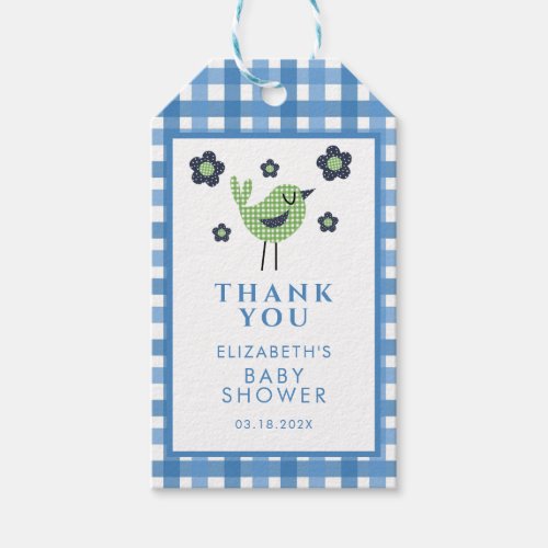 Blue Boy Cute Elephant Thank You Baby Shower Gift Tags