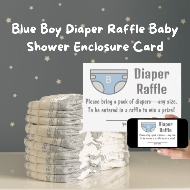 Blue Boy Diaper Raffle Baby Shower Enclosure Card (Blue Boy Diaper Raffle Baby Shower Cards)