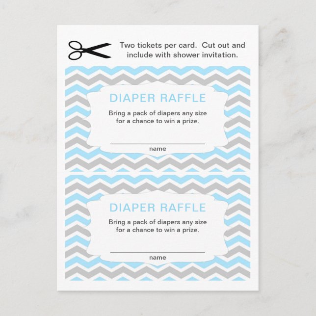 Blue Boy Diaper Raffle tickets, small quantity Invitation Postcard (Front)