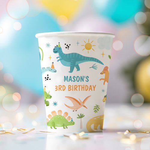 Blue Boy Dinosaur Birthday Party  Paper Cups