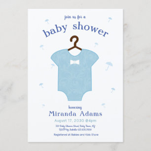 Blue Boy Dress Baby Shower Invitation