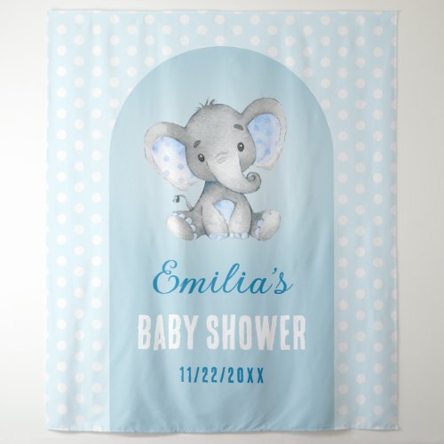 Blue Boy Elephant Baby Shower Sprinkle Peanut Tapestry