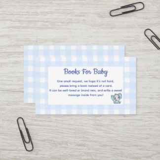 Blue Boy Elephant Books for Baby Shower Enclosure Business Card