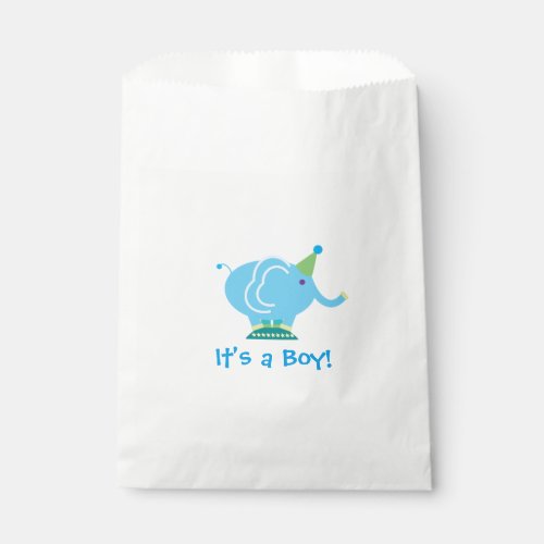 Blue Boy Elephant Gender Reveal Baby Shower Favor Bag