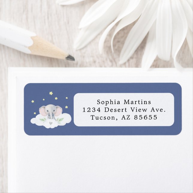 Blue Boy Elephant Little Peanut Baby Shower Label (Insitu)