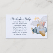 Blue Boy Elephant Plane Books for Baby Baby Shower Enclosure Card (Front)