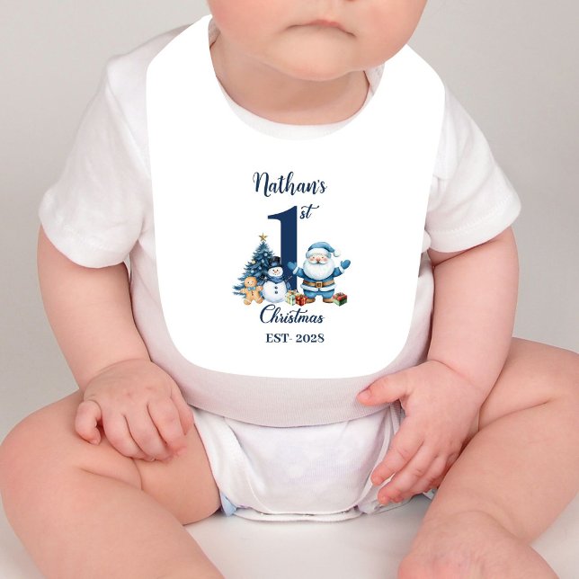 Blue Boy First Christmas  Baby Bib (Creator Uploaded)