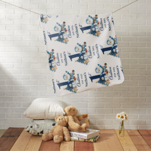 Blue Boy First Christmas  Baby Blanket
