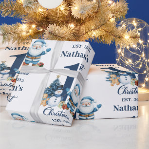Blue Boy First Christmas Wrapping Paper