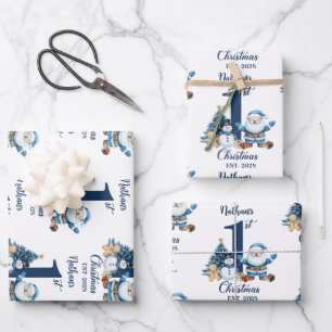 Blue Boy First Christmas Wrapping Paper Sheets
