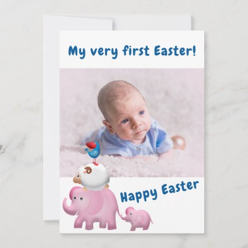 Blue Boy First Easter Welcome Photo Baby Birth Announcement