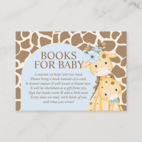 Blue Boy Giraffe Books For Baby Enclosure Card