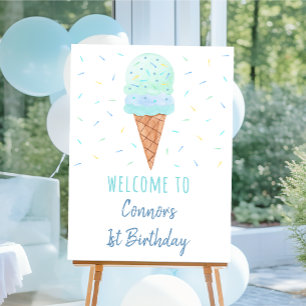 Blue Boy Ice Cream Sprinkles Birthday Welcome Foam Board