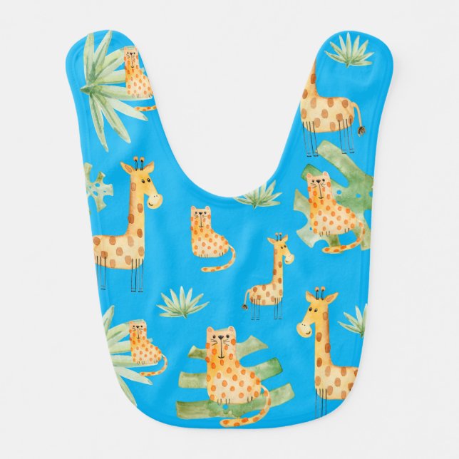 Blue Boy | Jungle Safari Animals | Feeding Baby Bib (Front)