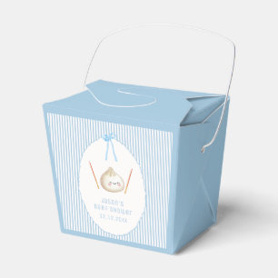 Blue Boy Kawaii Bow Asian Dumpling Baby Shower Favor Boxes