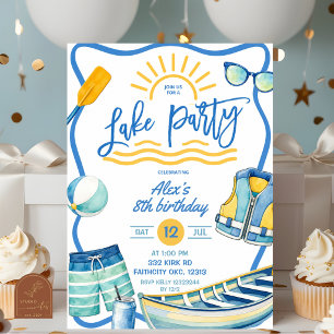 Blue Boy Lake party birthday invitation