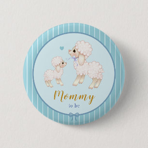Blue Boy Lamb Baby Shower Mommy To Be Button