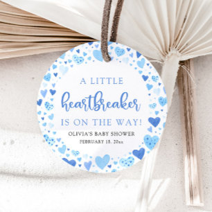Blue Boy Little Heartbreaker Valentine Baby Shower Favor Tags