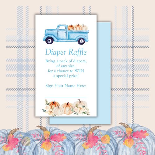 Blue Boy Little Pumpkin Diaper Raffle Ticket Enclosure Card