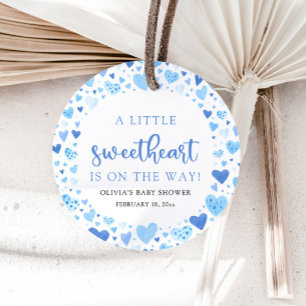 Blue Boy Little Sweetheart Valentine Baby Shower Favor Tags