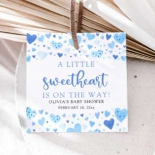 Blue Boy Little Sweetheart Valentine Baby Shower Favor Tags