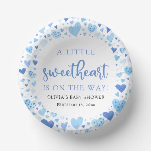 Blue Boy Little Sweetheart Valentine Baby Shower Paper Bowls