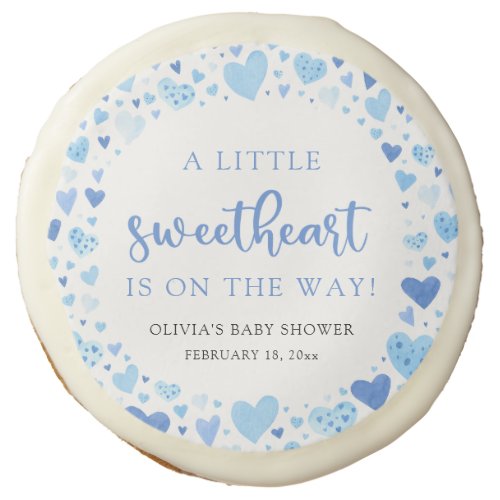 Blue Boy Little Sweetheart Valentine Baby Shower Sugar Cookie