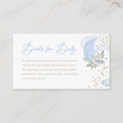 Blue Boy Moon Baby Shower Books for Baby Card