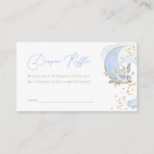 Blue Boy Moon Baby Shower Diaper Raffle Card