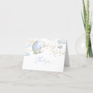 Blue Boy Moon Baby Shower Thank You Card