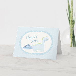 Blue Boy Mountain Prehistoric Dinosaur Baby Shower Thank You Card