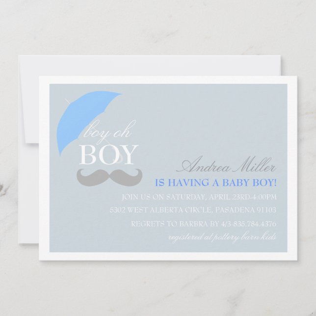 Blue Boy Oh Boy Baby Shower Invitation (Front)