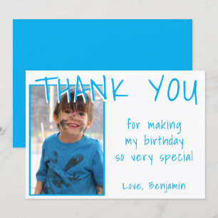 Blue Boy Photo Birthday  Thank You Card