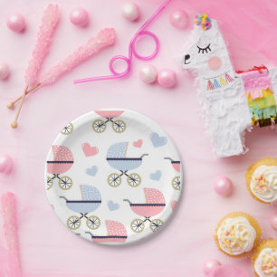 Blue Boy Pink Girl Baby Buggies Paper Plate Party