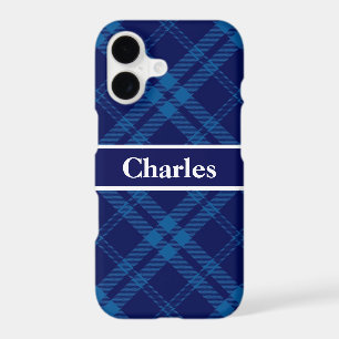 Blue Boy Plaid Monogram iPhone 17 Case