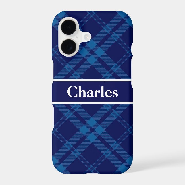 Blue Boy Plaid Monogram Case-Mate iPhone Case (Back)
