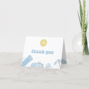 Blue Boy Pool Party Baby Shower Thank You Card