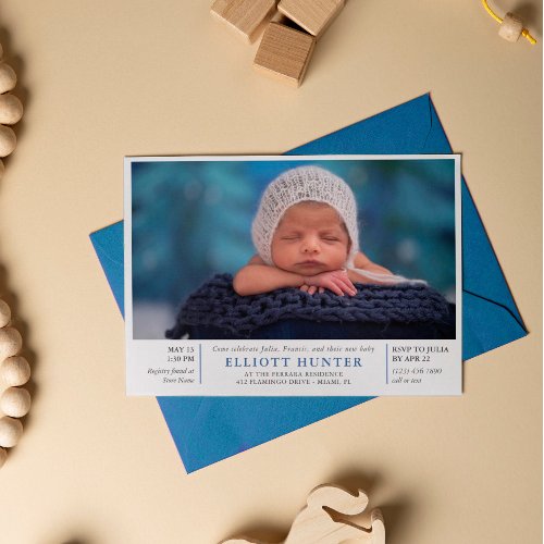 Blue Boy Post Birth Baby Shower Photo Sip  See Invitation