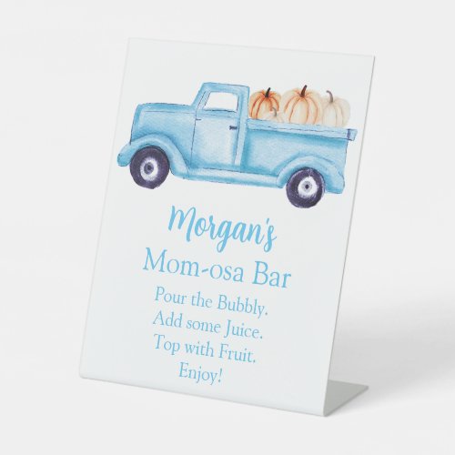 Blue Boy Pumpkin Baby Shower Mom_osa Bar Pedestal Sign