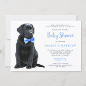 Blue Boy Puppy Dog Couples Baby Shower Invitation (Back)
