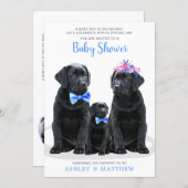 Blue Boy Puppy Dog Couples Baby Shower Invitation (Front/Back)